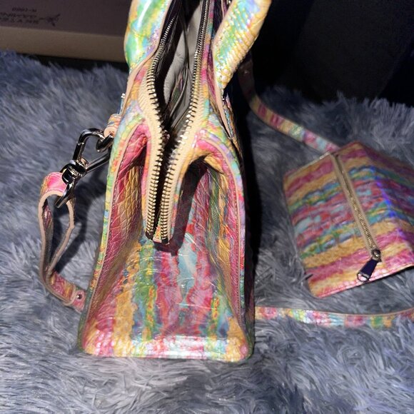 Brahmin Small Caroline Saltwater Taffy Melborne Satchel and Ady Wallet - Picture 6 of 7